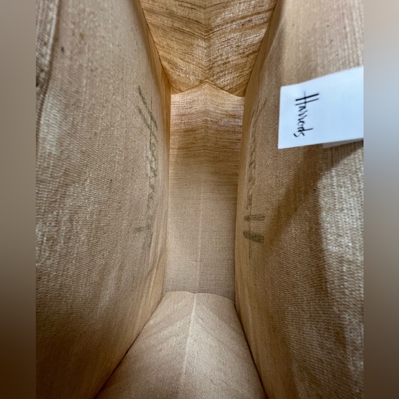 Harrods London Natural Jute Cotton Spacious Tote Book Bag - Picture 7 of 7